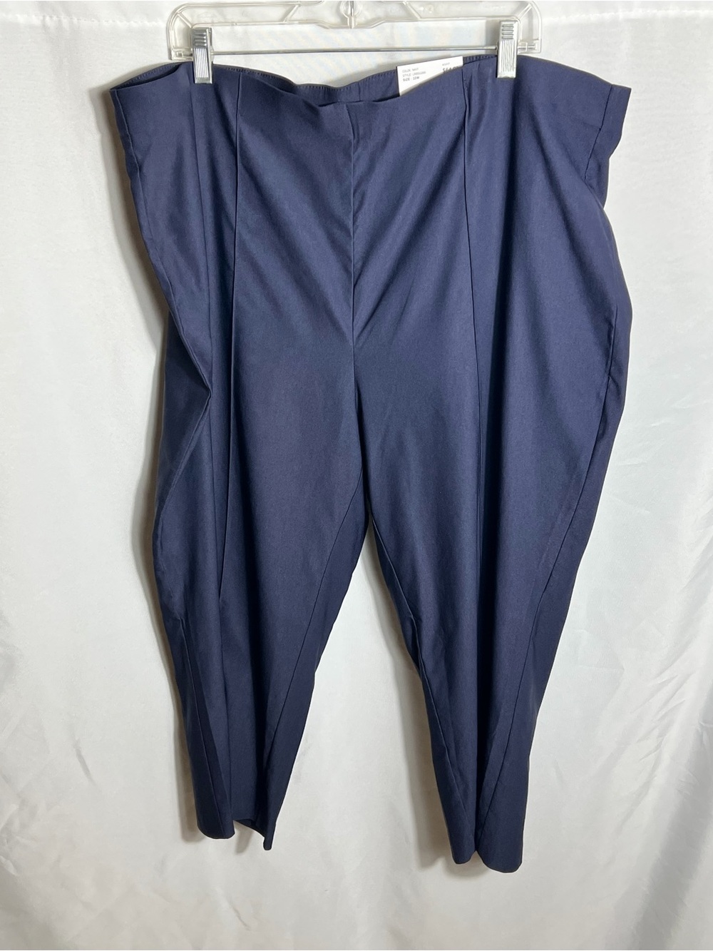 Rafaella Plus Size 22W Navy Pintuck Crop Pants NWT Stretch MSRP $64